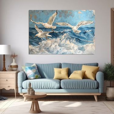 Painting of Seagulls in Flight